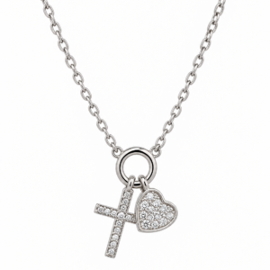 Collar cruz y corazón con zirconias PL. 925