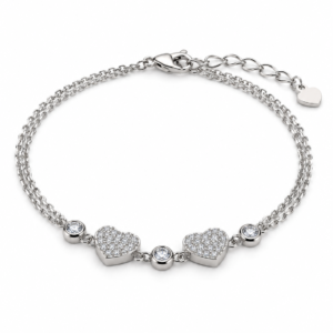 Pulsera doble corazón con zirconias PL. 925
