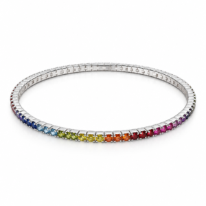 Pulsera de zirconia arcoíris elástica PL. 925