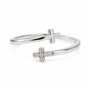 Anillo doble cruz con zirconias PL. 925