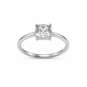 Anillo con zirconia cuadrada central PL. 925