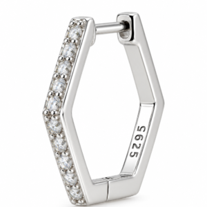 Huggie pentagonal de zirconia PL. 925