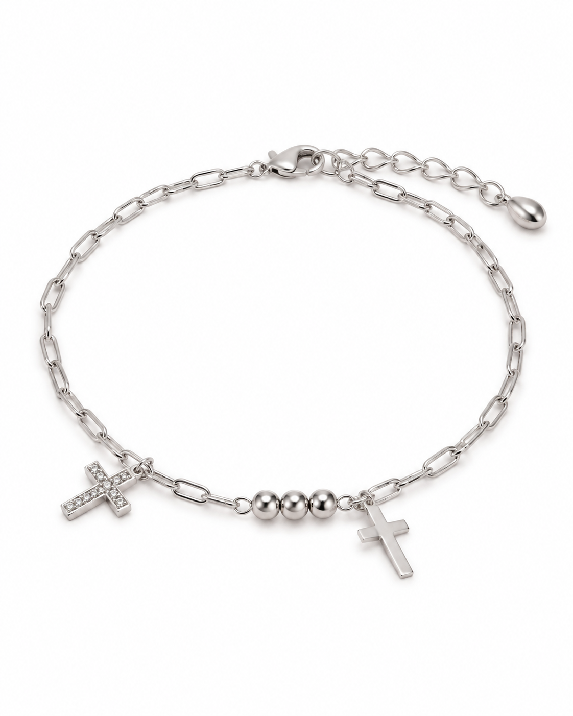Pulsera doble cruz con zirconias PL. 925