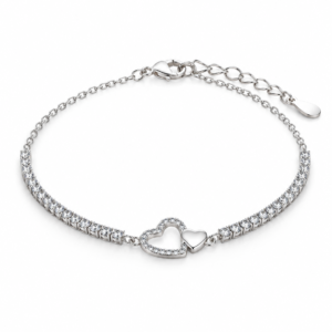 Pulsera corazón con línea de zirconias PL. 925