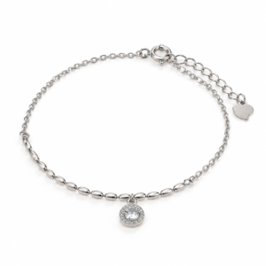 Pulsera texturizada con dije circular de zirconia PL. 925