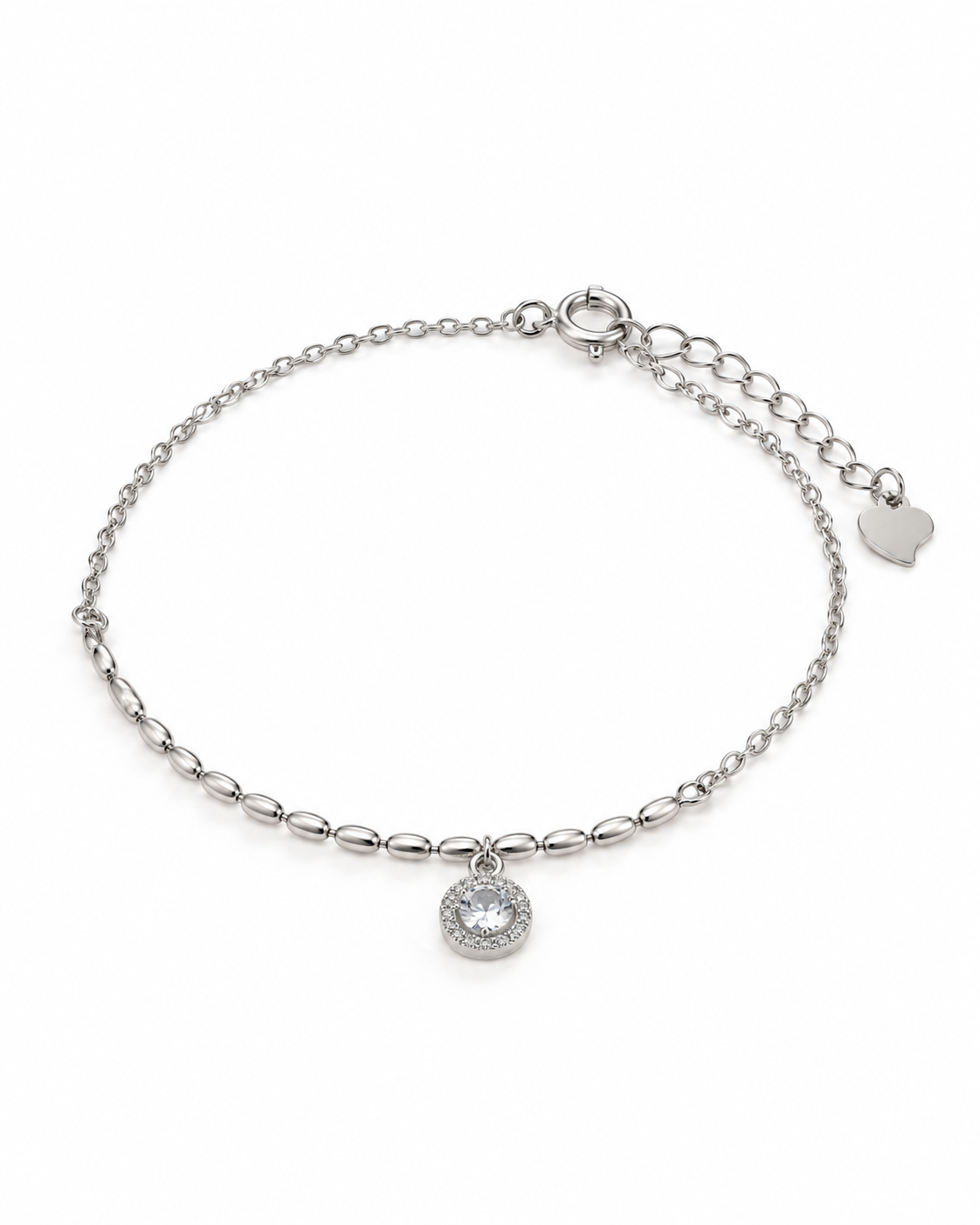 Pulsera texturizada con dije circular de zirconia PL. 925