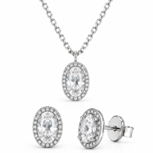 Set collar y aretes ovalado con zirconias PL. 925