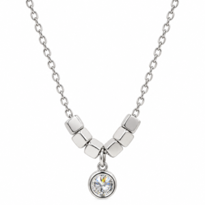 Collar cubitos con dije circular de zirconia PL. 925
